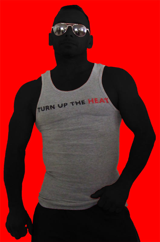 Grey/Black & Red Lettering Tank: TURN UP THE HEAT
