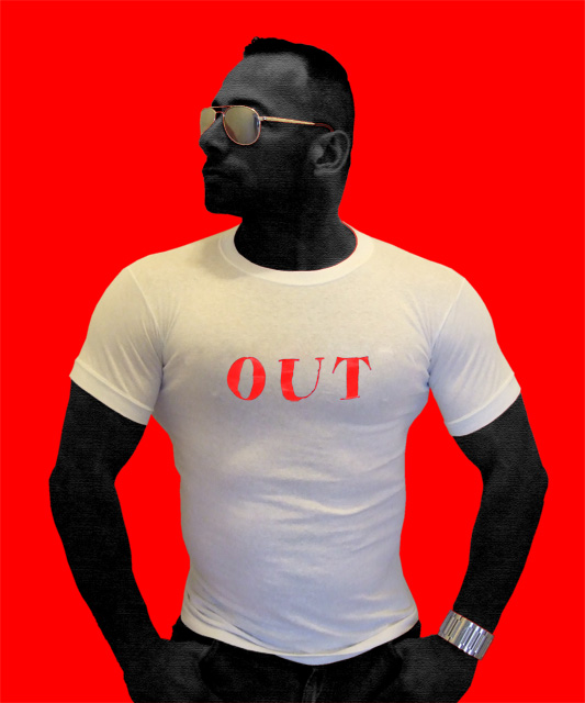 White/Red Latex Lettering T-Shirt: OUT